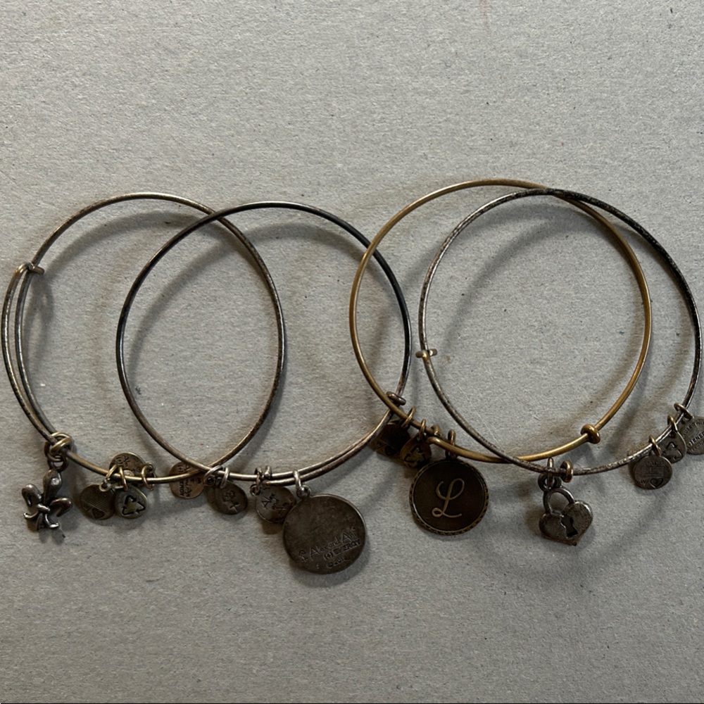 Alex and Ani Gold/Bronze/Silver Charm Bangles